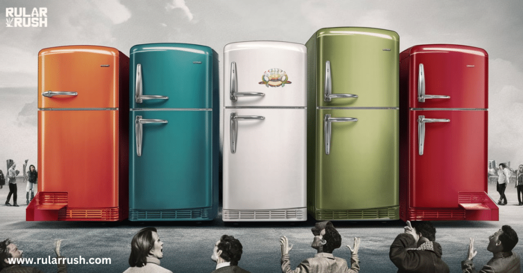 Five Refrigerators Stacked End-to-End